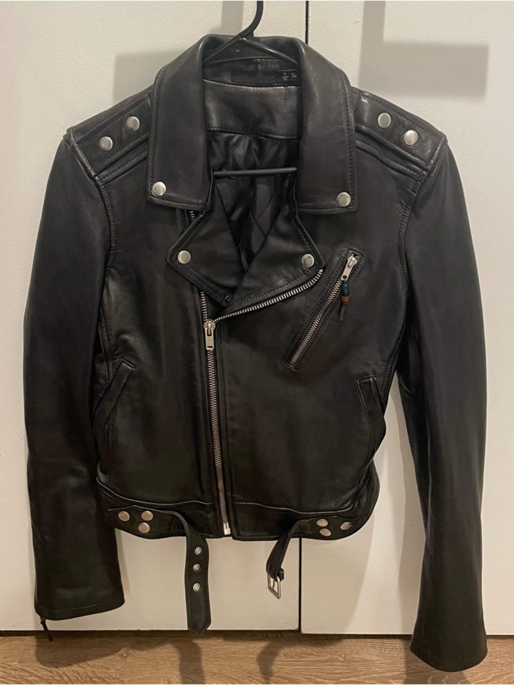 BLK DNM Leather Jacket 5 – Black Leather Moto Jacket, Size M